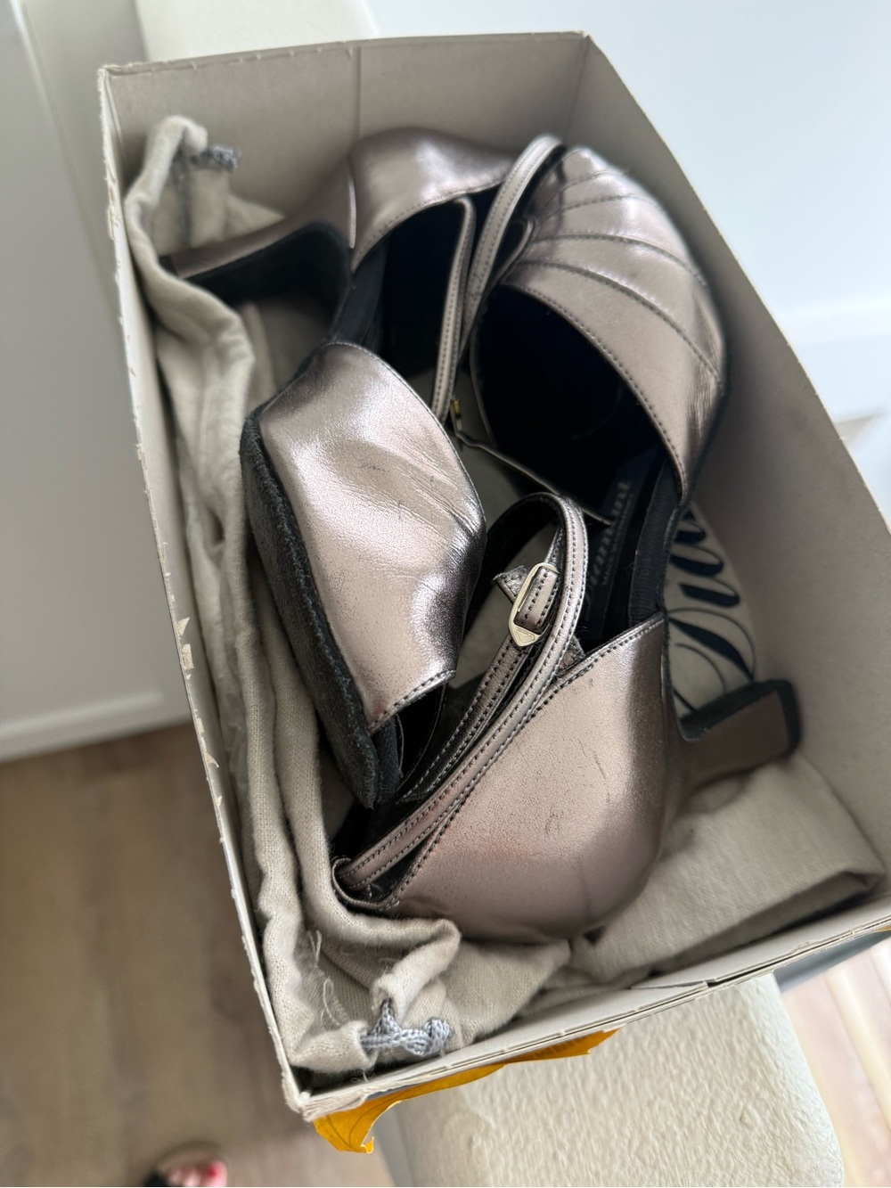 Diamant Metallic Bronze Peep-Toe Ankle-Strap Ballroom Heels Size 7.5-8 - Picture 7 of 12